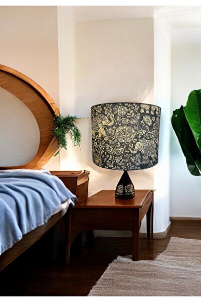 Genel Markalar Abajur Başlığı Fil Detaylı EL YAPIMI(30 çap 20 yükseklik Silin...