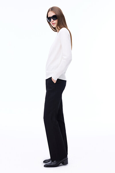 Perspective Knitwear Comfortable Fit Standard Size Plug Sleeve Crew Neck Ecru Sweater