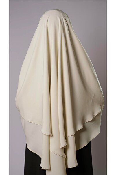 HÜRREM BONE Εκρού Πρακτικό έτοιμο στο χέρι μουσουλμανικό κασκόλ Medina Silk Laced Double Layer Souffle Hijab 2302_27