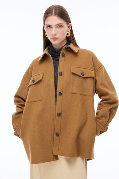 Perspective Angels Regular Fit - Low Sleeve Shirt Collar Devetuyu Coat