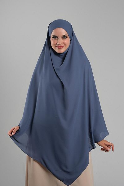 HÜRREM BONE Indigo Practical Ready-Made Hijab Κασκόλ κρεπ με κορδόνια σουφλέ Hijab 2313_34