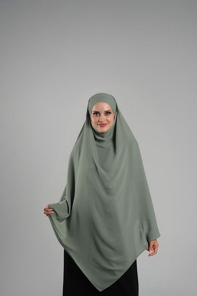 HÜRREM BONE Πρακτικό μαντήλι Hijab Oil Green - Crepe Lace, Σουφλέ Hijab διπλής στρώσης 2314_36