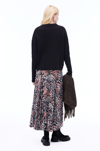 Perspective Deannas Comfortable Fit Zebra Pattern Midi Length Multicolor Skirt