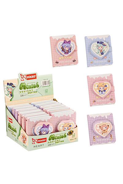 Mikro Not Defteri Minish Heart Squishy Mini 128 Yaprak Mini-40 (Karışık Renk 1 Adet)