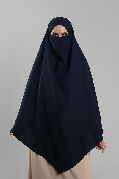 HÜRREM BONE Πρακτικό μαντήλι Hijab Navy Blue - Crepe Lace, Σουφλέ Hijab διπλής στρώσης 2314_02