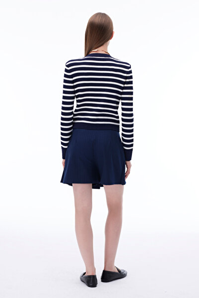 Perspective Actors Regular Fit Çizgili Desen Kısa Boy Lacivert Sort