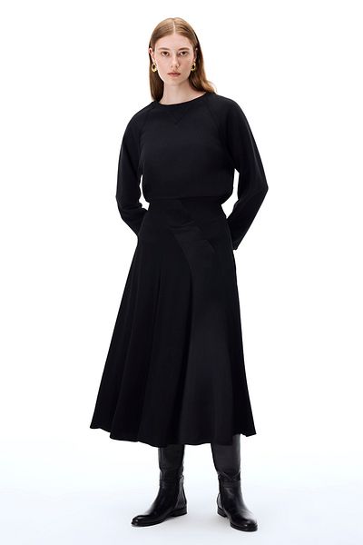 Perspective Pandoras Regular Fit Below Knee Black Skirt