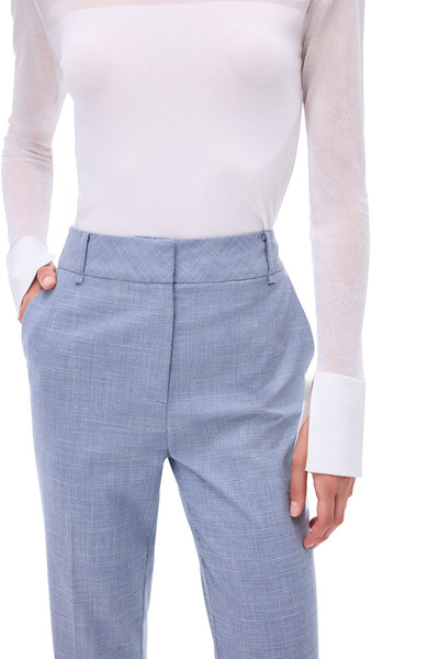 Perspective Arges Regular Fit Plaid Pattern Long Length Indigo Trousers