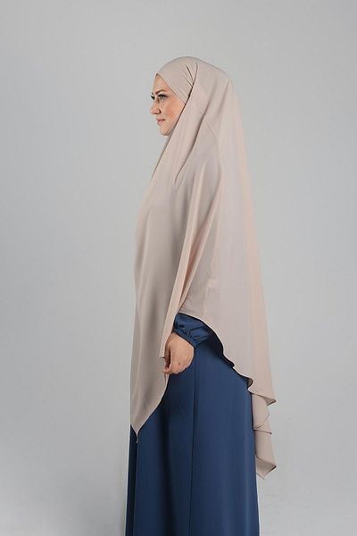 HÜRREM BONE Μπεζ Πρακτικό έτοιμο στο χέρι Μαντίλι Hijab Crepe Lace Up Souffle Hijab 2313_12