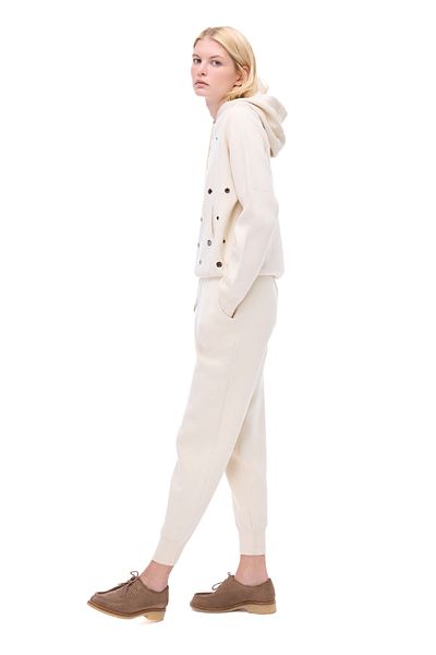 Perspective Knitwear Comfortable Fit Ankle Length Ecru Trousers