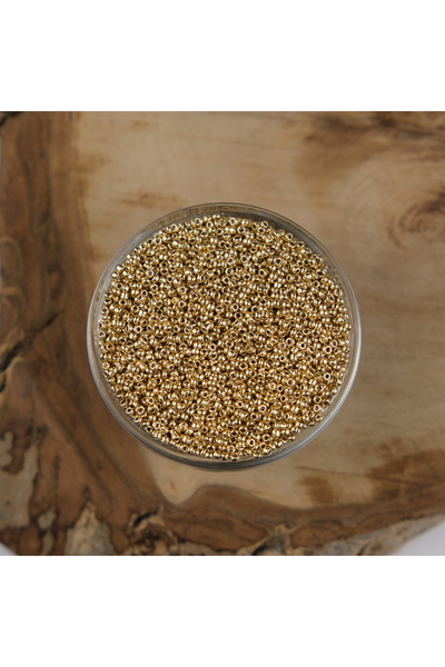 Prestij Boncuk خرز رمل ذهبي ABC - 2 مم، 500 جرام، 12/0-1107