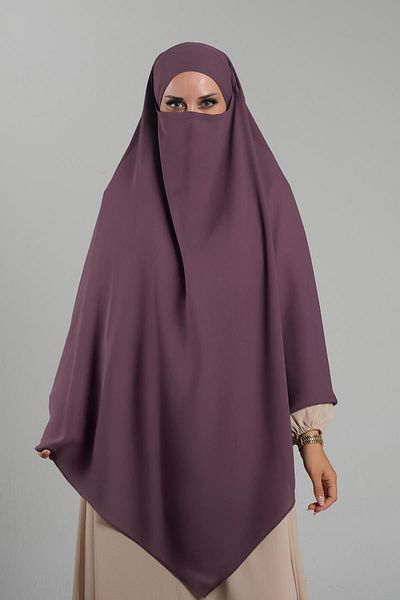 HÜRREM BONE Πρακτικό μωβ μαντήλι Hijab - Crepe Lace, Interlocking Souffle Hijab 2313_22