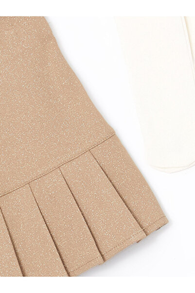 LC Waikiki Lcw Kids Beige Elastic Waist Baby Girl Skirt and Pantyhose Set of 2