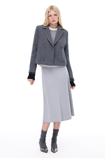 Perspective Mona Regular Fit Short Sleeve Men's Lapel Anthracite Coat