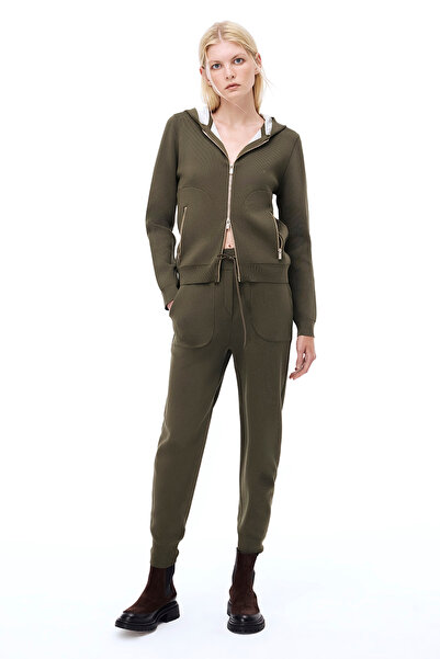 Perspective Knitwear Comfortable Fit Ankle Length Khaki Trousers