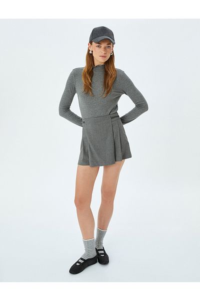 Koton X Şahika Ercümen - Long Sleeve Ruffled Stand Collar Bodysuit