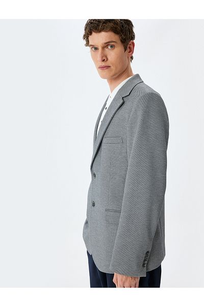 Koton Bunda Slim Fit Blazer s kapucí z jednobarevné směsi bavlny s výstřihem