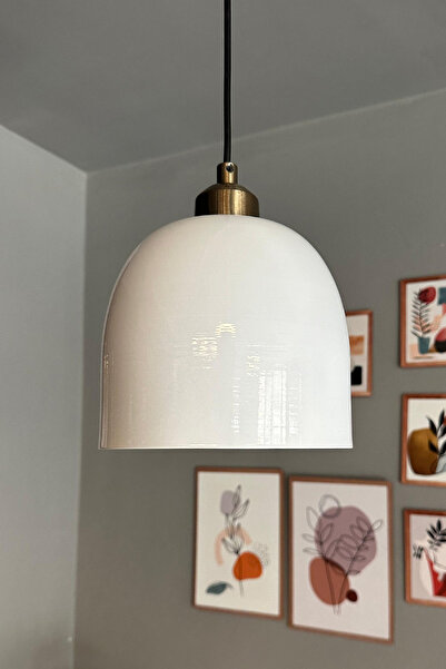 Bamyum Deep Beyaz Eskitme Yarım Lale Başlık Tekli Avize Sarkıt Salon Mutfak Butik Lamba Aydınlatma Avizeler