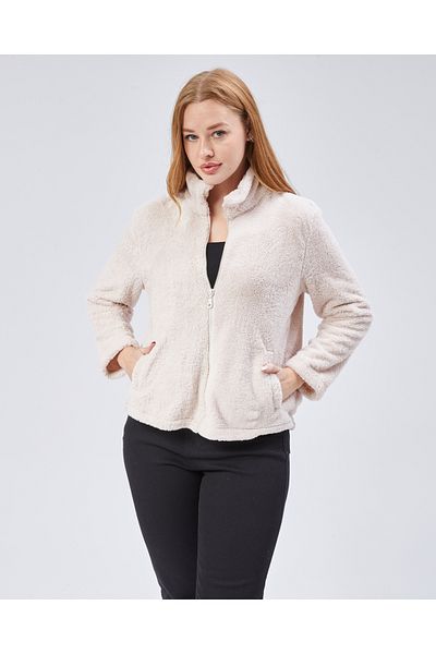Purpleclo Unlined Gray Plush Cardigan with Oversize Collar