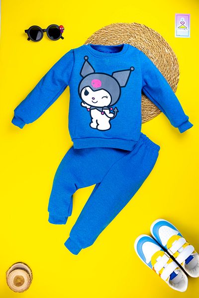 Yalçınoğlu Children's Character Patterned Set - Raised Soft Cotton Baby Sweatshirt Set |   Special for Winter