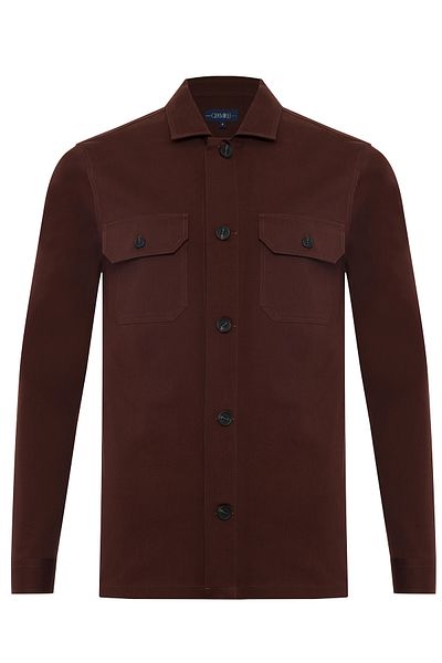 Germirli Burgundy Tailor Fit Comfortable Fit Cotton Jacket Shirt