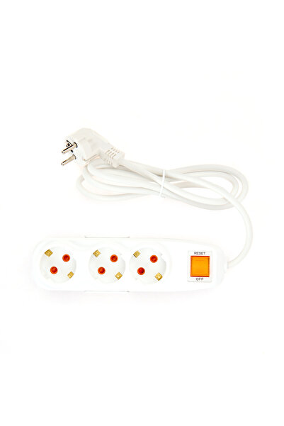 Nilson Akım Korumalı 3'lü Priz - Beyaz - 1,5 m