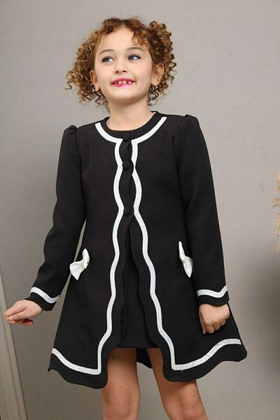 elfanto kıds Girls' Set Lined Jacket Skirt Blouse-3Pcs
