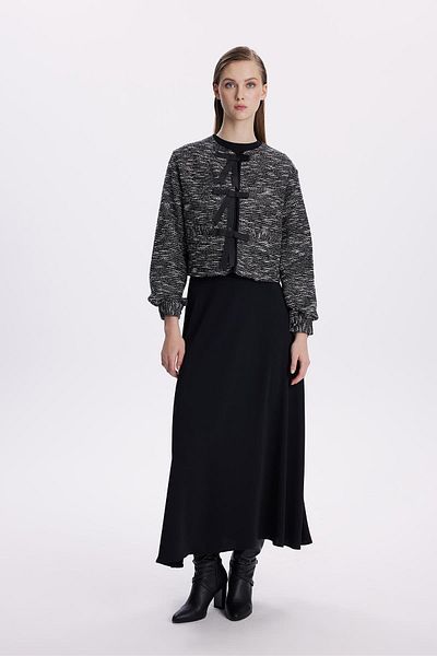 Zühre Black Knitted Textured Combination Set - Tk-1402