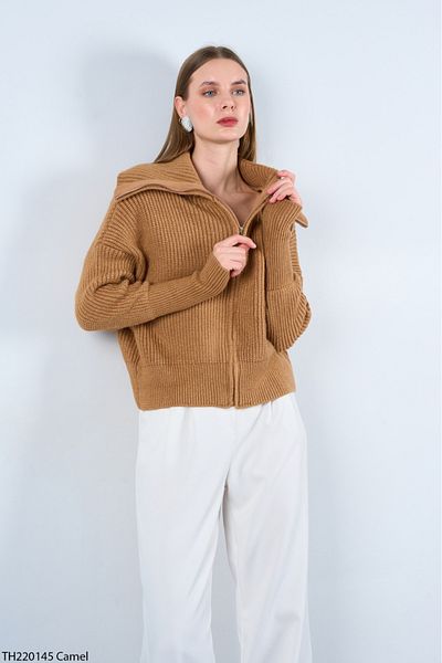 Lupies سترة نسائية منسوجة بسحاب سميك من سيلانيك