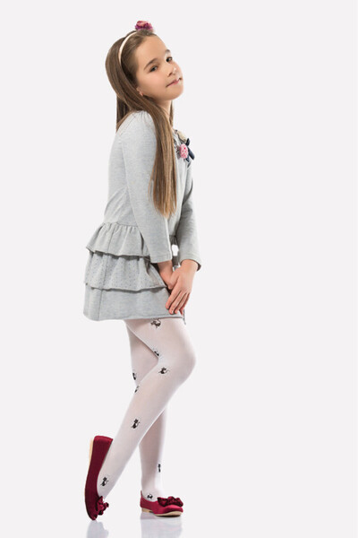 NBB Cat Patterned White Children's Socks - Pantyhose