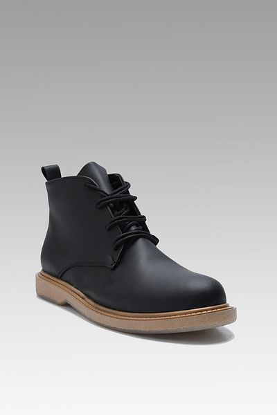 Beyond Women's Black Hupu Lace-Up Leather Boots 2cm Byndhpb01