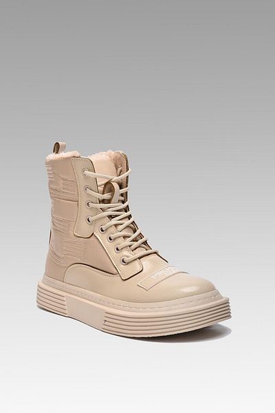 Beyond Γυναικείες Μπεζ Μηχανές Gum Inside Fur Boots 3cm BYNDGM01