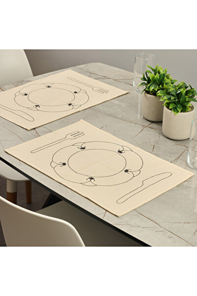 Evidea Soft Senem 2'li Amerikan Servis - Bej - 45x30 cm