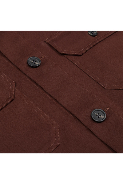 Germirli Burgundy Tailor Fit Comfortable Fit Cotton Jacket Shirt