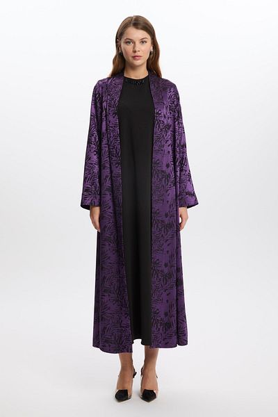 Zühre Purple Combination Set with Patterned Accessory Detail Tk-1331