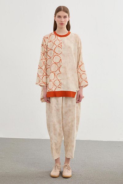 Zühre Tk-1300 Patterned Orange Combination Set