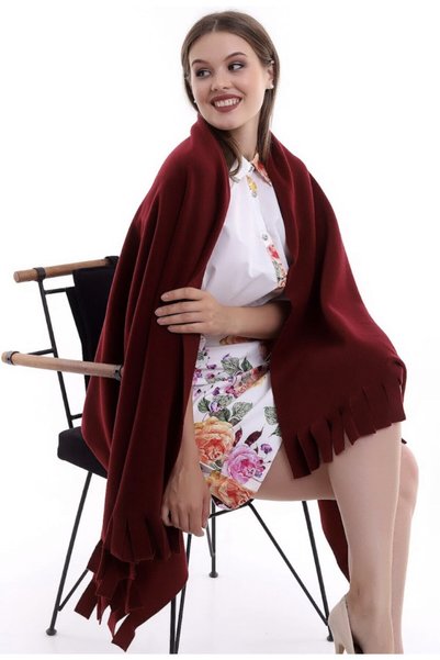 FATELLA Polar Winter Claret Red Scarf Shawl