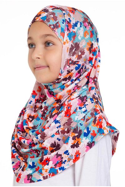 HÜRREM BONE Baby Blue Practic gata de fixare pentru tineret Hijab Boneta Jacquard Model plisat Auto-boneta 2407_11