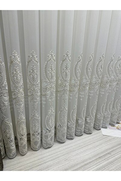 NİVEMESHOME Nivemeshome 1/3 Κοντή πλισέ χρυσή λεπτομερής κουρτίνα από τούλι Apm