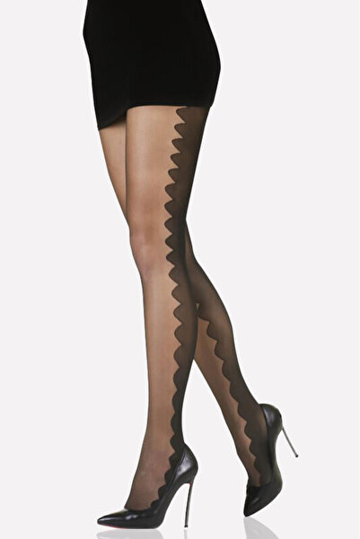 NBB Siyah File Desenli Külotlu Çorap