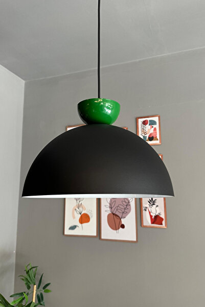 Bamyum Yimpi Siyah Avize Yeşil Şapka Tekli Sarkıt Salon Kuaför Cafe Dekoratif...