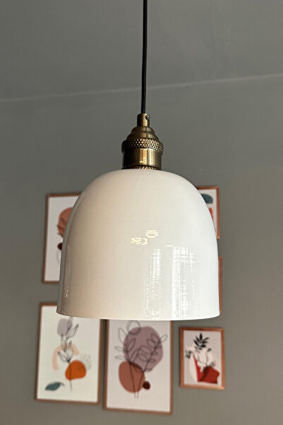 Bamyum Deep Beyaz Eskitme Lale Başlık Tekli Avize Sarkıt Salon Mutfak Butik Lamba Aydınlatma Avizeler