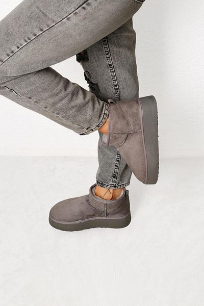 Beyond Women's Gray High Sole Ultra Mini Suede Boots with Fur Inside 4,5cm Byndum02