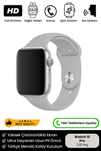 Noriyen Yeni Nesil Watch 10 Series Pro HD Ekran Spor ve Sağlık Sensörlü iOS A...