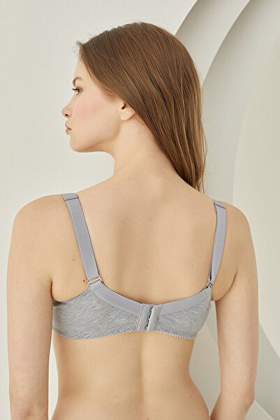 NBB Gray Lace Underwire Combed Cotton Recovery Bra