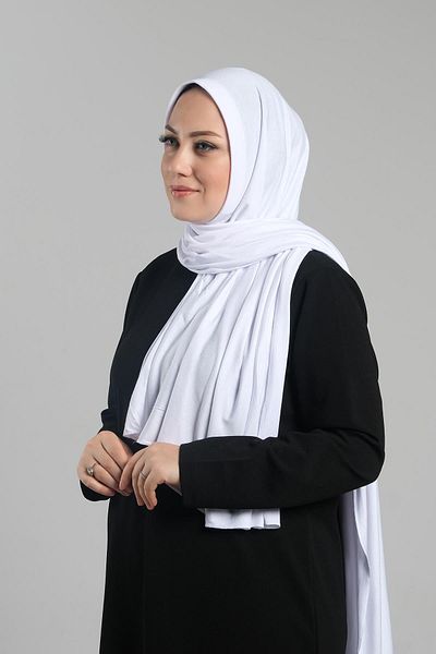 HÜRREM BONE White Practical Ready-Made Snap Shawl Viscose Front Sponge Combed Shawl 2202_42