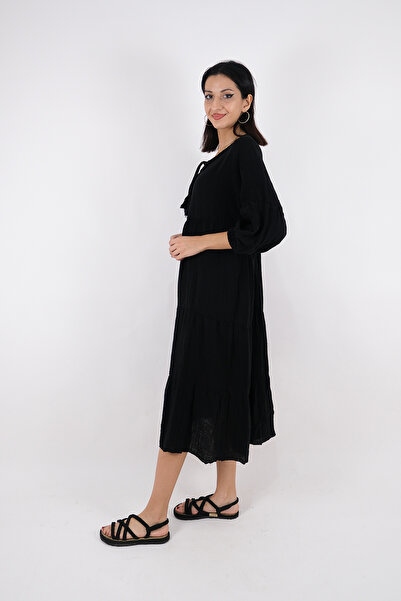 Türkiş Otantik MÜSLİN UZUN MAYA ELBİSE