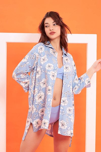 NBB Blue Floral Shirt Pareo