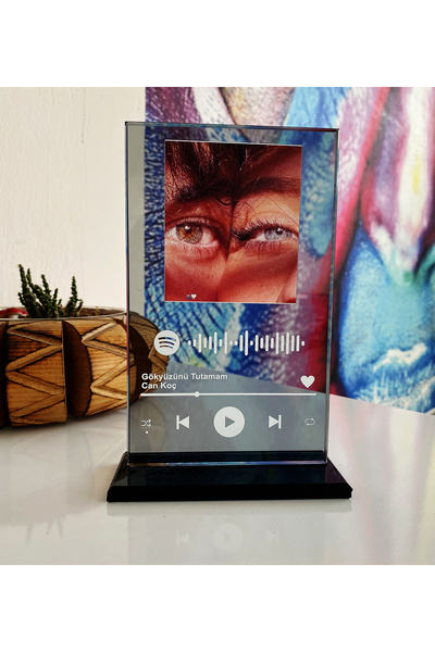 MERTKRİSTAL Spotify Cam Plak, Spotify Barkodlu Kişiye Özel Hediye