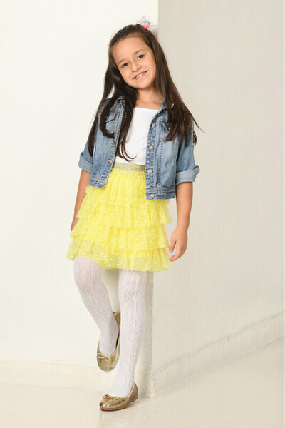 NBB Ecru 80 Denier Patterned Children's Pantyhose